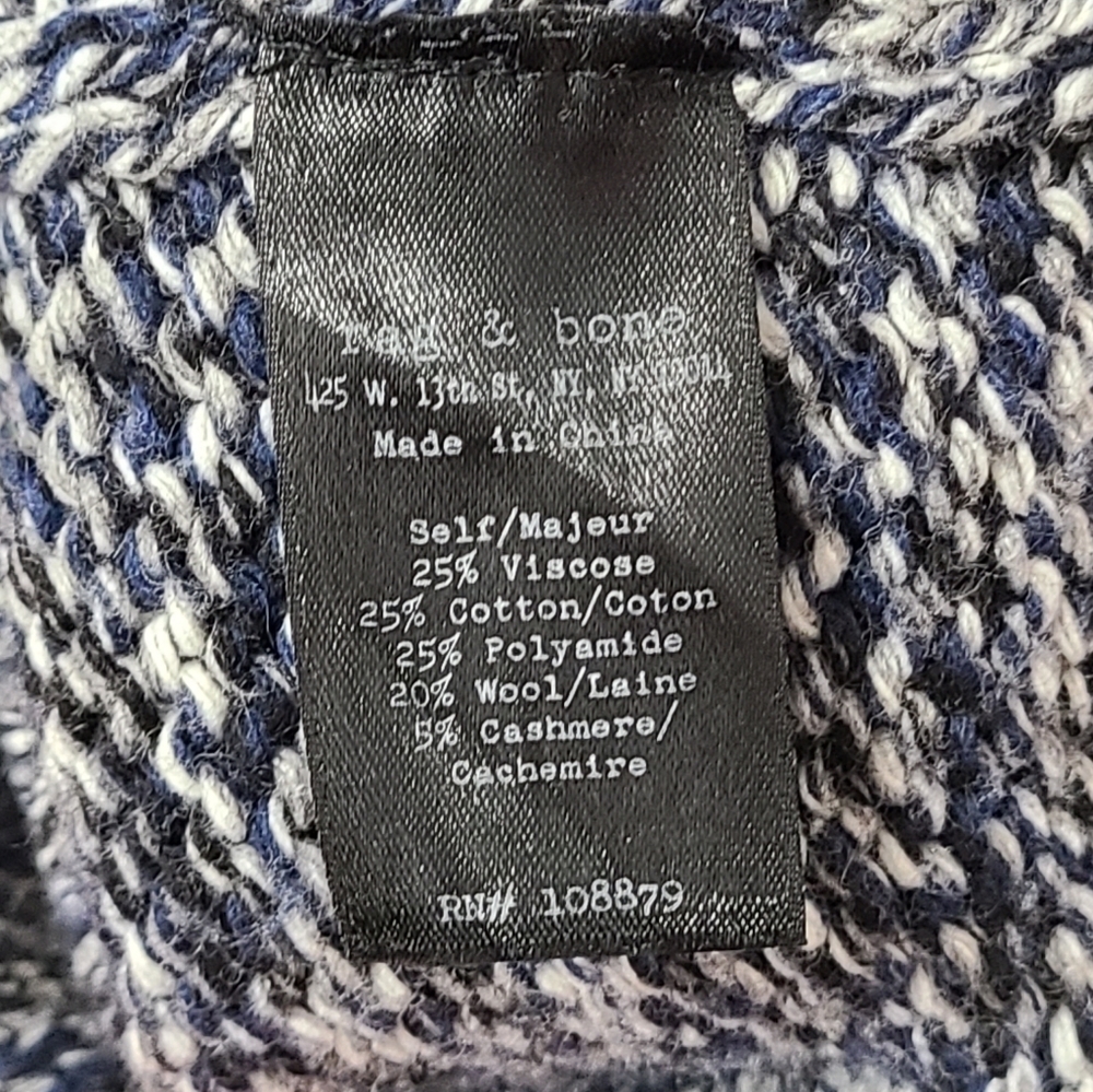 Rag & Bone Blue Chunky Knit Marled Wool Cashmere Blend Sweater Women's Size L - Picture 13 of 16
